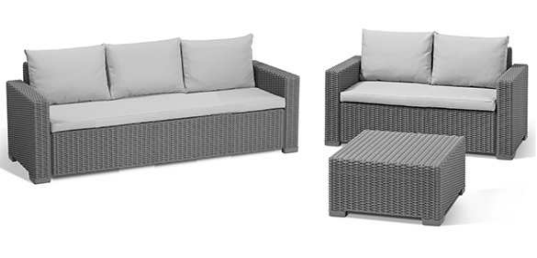 GARDEN FURNITURE SETS BOSTON OUTDOOR SOFA SET 3 SEATER 2 ARMCHAIRS 1